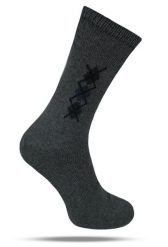 Ciepłe Wełniane Skarpetki Zimowe - Ciemny Popiel, Wzór Geometryczny. Szare skarpetki męskie His Story, bez wzorów, z elastanu. Za 39.99 zł.