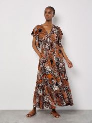 Apricot Sukienka w kolorze jasnobrązowym rozmiar: M. Brązowe sukienki damskie Apricot, m, bez wzorów, z wiskozy, bez kołnierzyka, bez ramiączek, maxi. Za 122.96 zł.