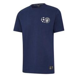 Koszulka Manchester City Liga Mistrzów UEFA licencjonowana. Niebieskie t-shirty sportowe męskie MANCHESTER CITY, s, z bawełny, bez ramiączek, do piłki nożnej. Za 89.00 zł.