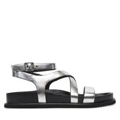 Sandały Tamaris. Szare sandały damskie Tamaris, bez wzorów, bez obcasa, na płaskiej podeszwie. Za 339.99 zł.