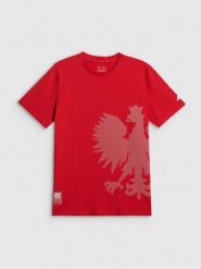 4F Koszulka kibica męska - czerwona S. Czerwone t-shirty sportowe męskie 4f, m, z dzianiny, bez ramiączek. Za 79.99 zł.