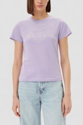 GUESS Lawendowy damski t-shirt bawełniany Narciso, Rozmiar XS. Fioletowe t-shirty damskie Guess, s, z aplikacjami, z bawełny, bez kołnierzyka. W wyprzedaży za 99.99 zł.