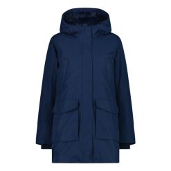 Parka damska z kapturem CMP. Niebieskie parki damskie CMP, bez wzorów. W wyprzedaży za 603.30 zł.