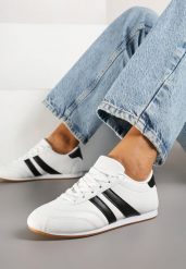 Biało-Czarne Sneakersy Typu Tenisówki z Paseczkami Liantina. Białe trampki i tenisówki damskie Renee, bez wzorów, z jeansu. Za 74.99 zł.