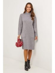 Soft Cashmere Sukienka dzianinowa w kolorze szarym rozmiar: 38/40. Szare sukienki damskie Soft Cashmere, bez wzorów, z dzianiny, klasyczne, bez kołnierzyka, bez ramiączek, midi. Za 195.77 zł.