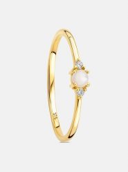 Revoni Złoty pierścionek z diamentem i perłą rozmiar: 50. Żółte pierścionki damskie Revoni, z diamentem, złote. Za 753.77 zł.