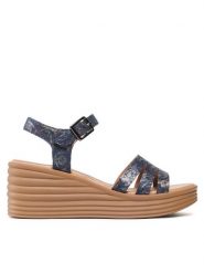 Clara Barson Sandały WS155-03 Granatowy. Niebieskie sandały damskie Clara Barson, bez wzorów, z materiału, bez obcasa, na koturnie. Za 63.99 zł.