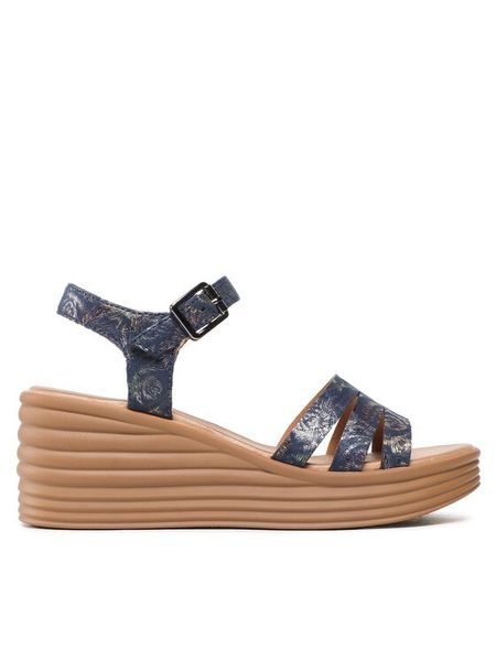 Clara Barson Sandały WS155-03 Granatowy. Niebieskie sandały damskie Clara Barson, bez wzorów, z materiału, bez obcasa, na koturnie. Za 63.99 zł.