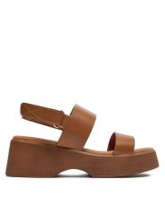 Aldo Sandały Thilda 13734054 Brązowy. Brązowe sandały damskie Aldo, bez wzorów, ze skóry, bez obcasa, na koturnie. Za 189.99 zł.