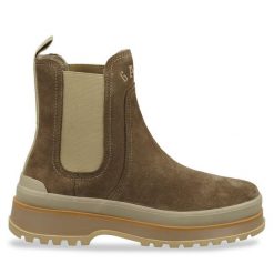 Sztyblety Gant. Brązowe botki damskie Gant, bez obcasa, na płaskiej podeszwie, bez zapięcia. Za 449.99 zł.