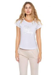 Elegancki damski T-shirt z krótkim rękawem. Czarne t-shirty damskie LEONE 1947 APPAREL, l, bez wzorów, bez kołnierzyka. Za 206.29 zł.