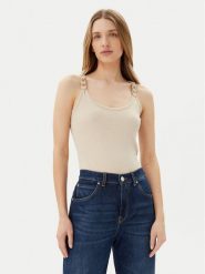 Morgan Top 251-DIDOA Beżowy Slim Fit. Brązowe topy damskie Morgan, l, bez wzorów, z wiskozy, bez kołnierzyka. Za 79.99 zł.