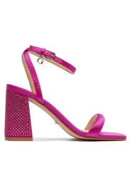 Guess Sandały FLJGL2 SAT03 Różowy. Czerwone sandały damskie Guess, z aplikacjami, z materiału, bez obcasa, na słupku. Za 879.99 zł.