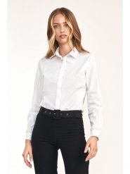 Nife Bluzka w kolorze białym rozmiar: 36. Białe bluzki damskie Nife, bez wzorów, z bawełny, bez kołnierzyka, bez ramiączek. Za 140.86 zł.