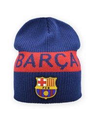 Czapka zimowa FC Barcelona - oficjalna licencjonowana. Niebieskie czapki męskie FC Barcelona, na zimę, bez wzorów, z gumy. Za 99.00 zł.