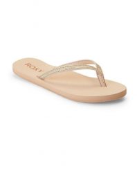 Klapki dla Kobiety NAPILI Beżowy. Brązowe klapki damskie Roxy, bez wzorów, z materiału, bez obcasa. Za 113.70 zł.