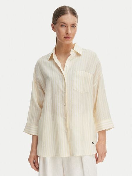 Weekend Max Mara Koszula Panetto 2615111102 Żółty Relaxed Fit. Żółte koszule damskie Weekend Max Mara, bez wzorów, ze lnu, bez kołnierzyka, bez ramiączek. Za 949.99 zł.