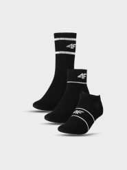4F Skarpety casual (3-pack) uniseks - czarne 35-38. Czarne skarpetki męskie 4f, bez wzorów, z bawełny. Za 49.99 zł.