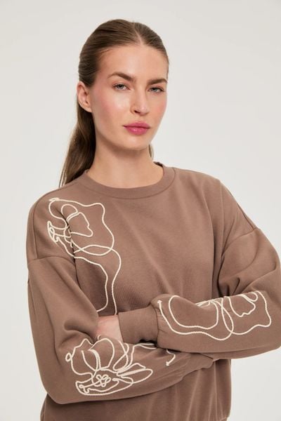 Bluza z długim rękawem z aplikacją. Bluzy bez kaptura damskie MOODO, l, z bawełny. Za 139.99 zł.