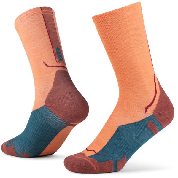 Skarpetki BUFF Merino Flamingo. Żółte skarpetki damskie Buff, bez wzorów, z elastanu. Za 99.99 zł.