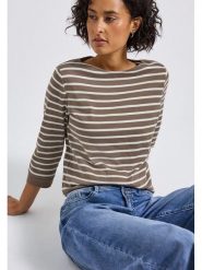 Cecil Koszulka w kolorze szarobrązowo-białym rozmiar: 34. Brązowe bluzki damskie Cecil, bez wzorów, z bawełny, bez kołnierzyka, bez ramiączek. Za 61.17 zł.