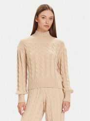 Guess Golf W5BR30 Z1192 Beżowy Relaxed Fit. Brązowe golfy damskie Guess, xxl, z aplikacjami, z syntetyku, bez ramiączek. Za 475.00 zł.