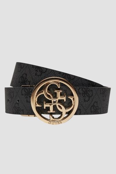 GUESS Czarny dwustronny damski pasek w monogram Noelle REV H35, Rozmiar S. Czarne paski damskie Guess, z aplikacjami, z jeansu, eleganckie. W wyprzedaży za 209.99 zł.