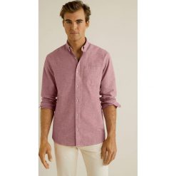 Mango Man - Koszula Oxford. Żółte koszule męskie Mango Man, xs, bez wzorów, z bawełny, bez kołnierzyka, bez ramiączek. W wyprzedaży za 59.90 zł.