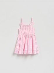 Sukienka na ramiączka - pastelowy róż. Czerwone sukienki dziewczęce Reserved, bez wzorów, z bawełny, bez ramiączek. Za 55.99 zł.