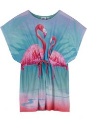 Sukienka dziewczęca tunikowa. Niebieskie sukienki dziewczęce bonprix, na lato, z aplikacjami, eleganckie, bez ramiączek. Za 67.99 zł.