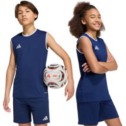 Koszulka dla dzieci adidas Entrada 26 Sleeveless Jersey. Niebieskie koszulki dziewczęce Adidas, bez wzorów, z jersey, bez ramiączek. Za 51.99 zł.