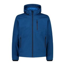 Kurtka z zamkiem błyskawicznym z kapturem CMP. Niebieskie kurtki męskie CMP, bez wzorów, z softshellu, sportowe, z kapturem. Za 349.40 zł.