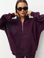 Bluza half-zip z bawełną - czerwony. Czerwone bluzy bez kaptura damskie Sinsay, l, bez wzorów, z bawełny, bez ramiączek, bez kaptura. Za 49.99 zł.