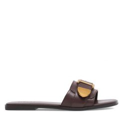 Klapki Badura. Brązowe klapki damskie Badura, bez wzorów, bez obcasa. Za 229.99 zł.