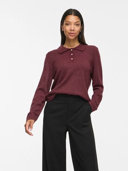 Vila Sweter "Ril" w kolorze bordowym rozmiar: XL. Czerwone golfy damskie Vila, xl, bez kołnierzyka. Za 134.95 zł.
