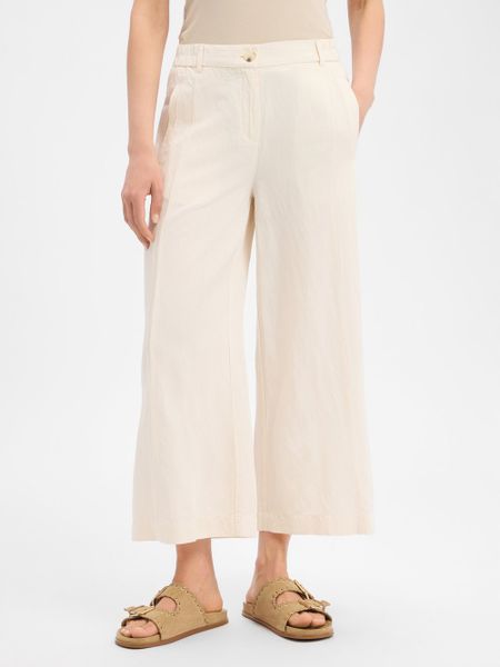 Opus Spodnie culottes z lnem - Maiga Flow Kobiety wiskoza beżowy, 42. Brązowe spodnie materiałowe damskie Opus, bez wzorów, z wiskozy, biznesowe. Za 329.95 zł.