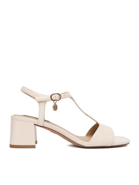 Nine West Sandały CEO-LS505187-14 Beżowy. Brązowe sandały damskie Nine West, bez wzorów, z materiału, bez obcasa, na słupku. Za 229.99 zł.