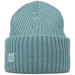 Czapka BUFF KNITTED BEANIE RUTGER BLUE GLASS. Niebieskie czapki męskie Buff, bez wzorów, sportowe. Za 159.90 zł.