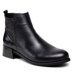 Botki Pollonus. Czarne botki damskie Pollonus, bez obcasa, na płaskiej podeszwie, bez zapięcia. Za 399.99 zł.