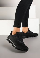 Czarne Buty Sportowe Sneakersy z Tłoczoną Podeszwą Leathrose. Czarne buty sportowe na co dzień damskie Born2be, bez wzorów, z jeansu. Za 79.99 zł.