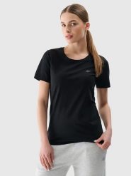 4F Koszulka w kolorze czarnym rozmiar: L. Czarne t-shirty damskie 4f, l, bez wzorów, z bawełny, bez kołnierzyka. Za 30.71 zł.