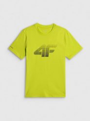 4F T-shirt regular z nadrukiem męski - zielony S. Zielone t-shirty męskie 4f, m, bez wzorów, z bawełny, bez kołnierzyka. Za 69.99 zł.