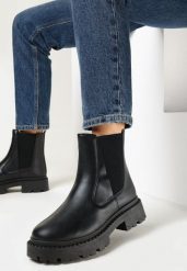 Czarne Botki Sztyblety na Platformie Oppore. Czarne botki damskie Born2be, z jeansu, eleganckie, bez obcasa, na obcasie, bez zapięcia. Za 109.99 zł.