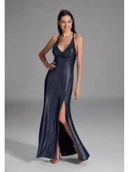 SWING Sukienka w kolorze granatowym rozmiar: 36. Niebieskie sukienki damskie Swing, bez wzorów, bez kołnierzyka, bez ramiączek, maxi. Za 278.01 zł.