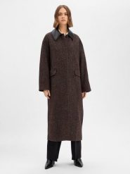 EDITED Płaszcz damski z wełną Kobiety Wełna brązowy|czarny wzorzysty, 40. Brązowe płaszcze damskie Edited, bez wzorów, ze skóry. Za 999.95 zł.