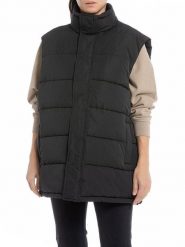 Replay Kamizelka pikowana w kolorze czarnym rozmiar: M. Czarne kamizelki damskie Replay, m. Za 501.57 zł.