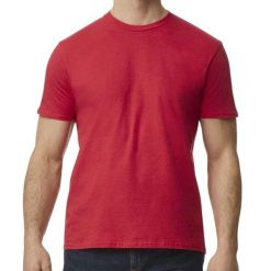 Koszulka Softstyle EZ Unisex Dla Dorosłych. Czerwone bluzki damskie Gildan, l, bez wzorów, sportowe, bez kołnierzyka, bez ramiączek. Za 37.99 zł.
