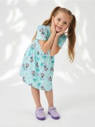 Sukienka babydoll Minnie Mouse - błękitny. Niebieskie sukienki dziewczęce Sinsay, bez wzorów, bez ramiączek. Za 19.99 zł.