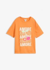 T-shirt oversize z czystej bawełny organicznej. Brązowe t-shirty damskie bonprix, bez wzorów, z bawełny, bez kołnierzyka. Za 64.99 zł.