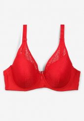 Czerwony Koronkowy Biustonosz Full Cup z Ozdobnymi Cyrkoniami na Kokardce Nikoriana. Czerwone biustonosze Renee, bez wzorów, z koronki. Za 39.99 zł.